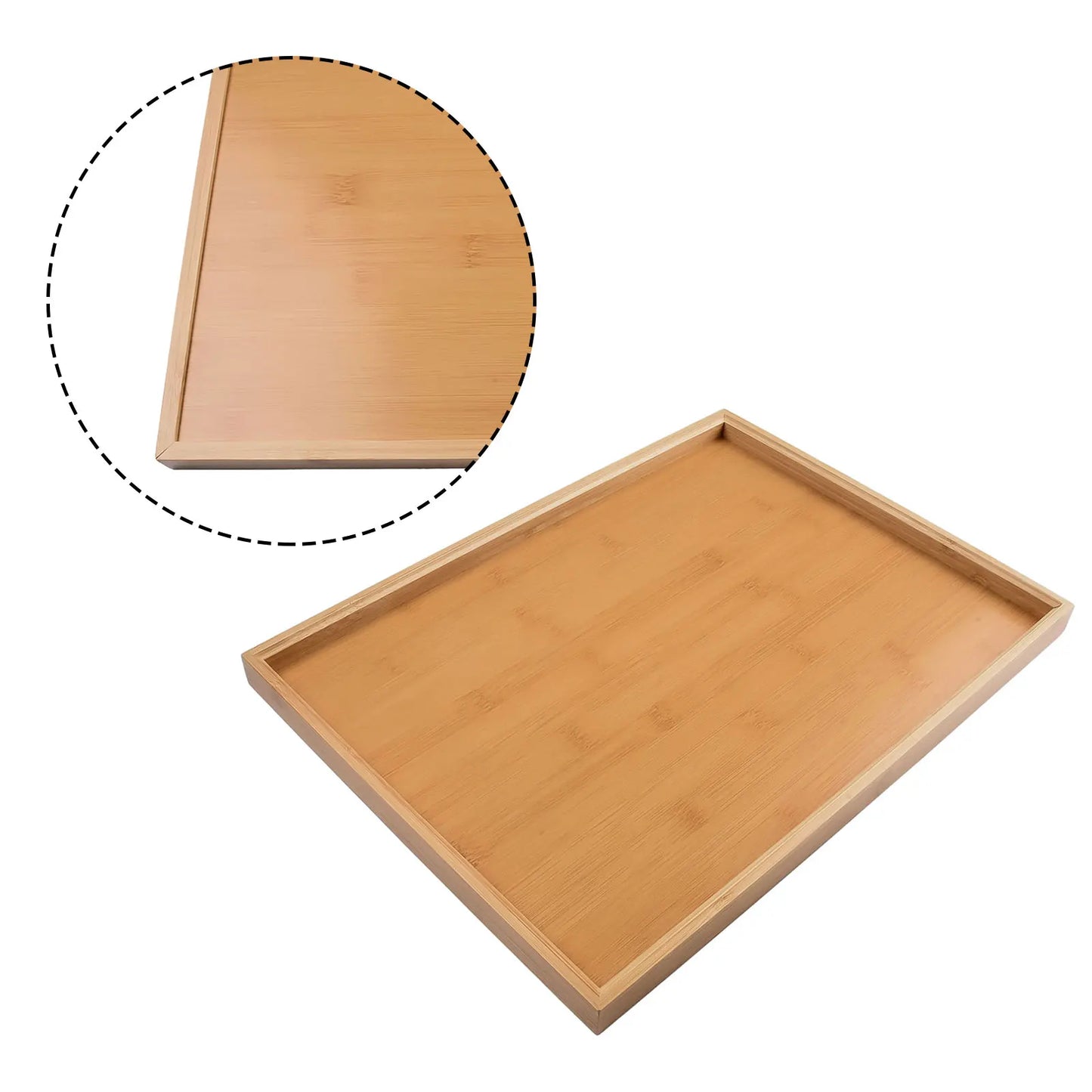 LEENKEA Bamboo Rectangular Serving Tray For Kitchen And Bar