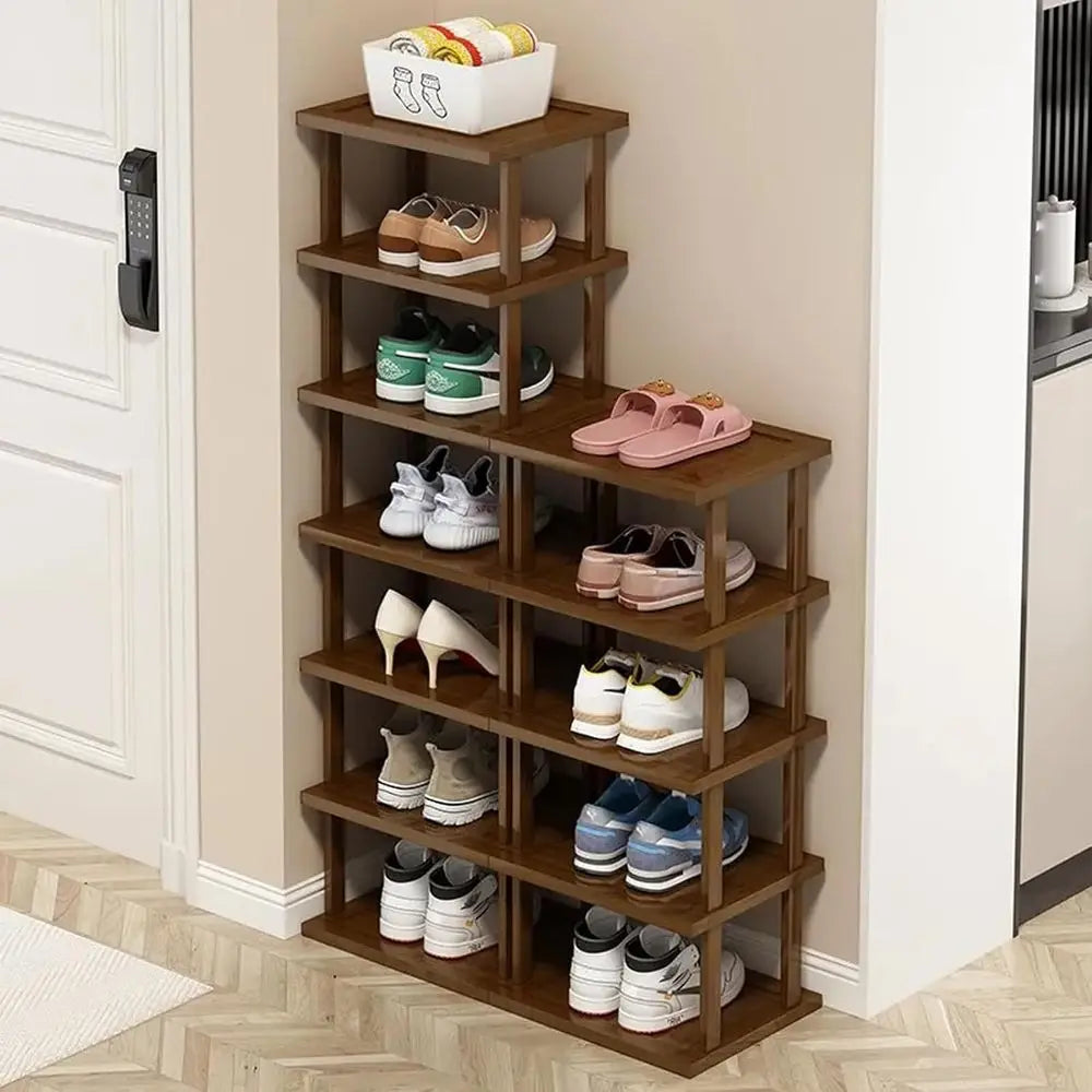 5-Tier Bamboo Shoe Rack Organizer for Small Spaces