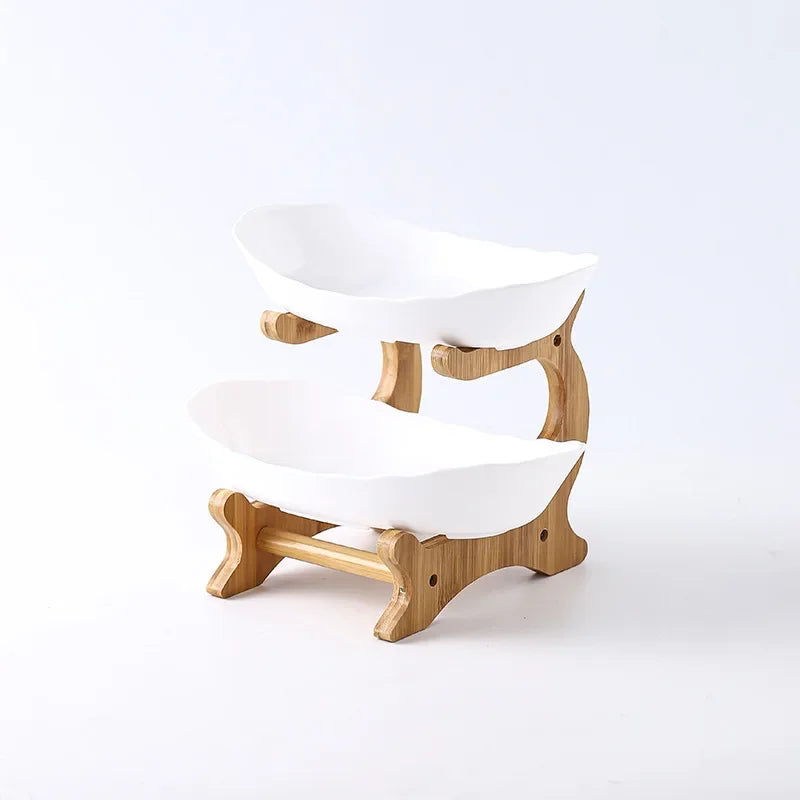 Three Layer Bamboo Fruit Bowl Tray for Kitchen and Living Room Decor