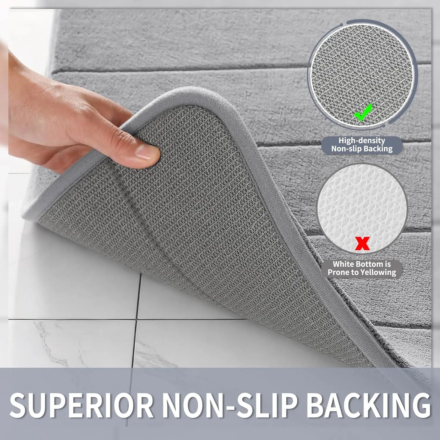 Memory Foam Bath Mat, Non Slip, Quick Dry, Machine Washable