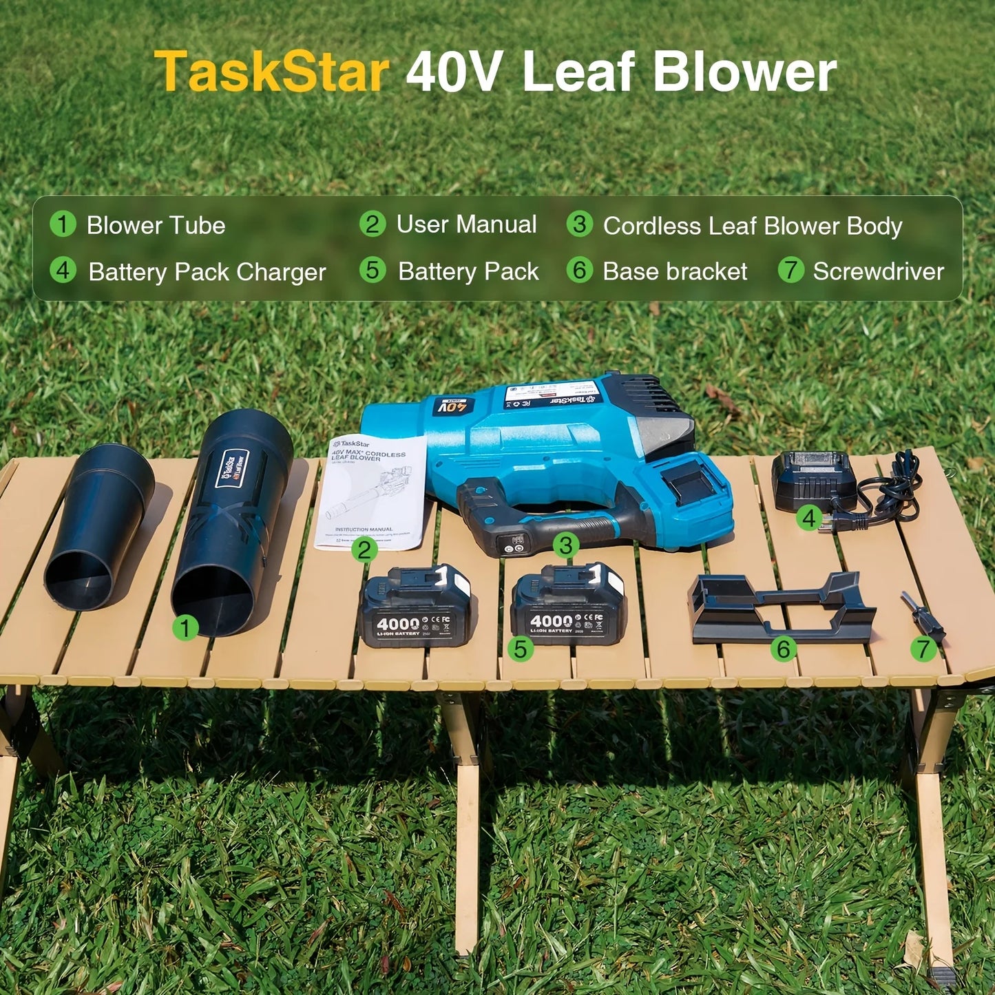 TaskStar 40V Electric Air Blower With Dual 4.0Ah Batteries