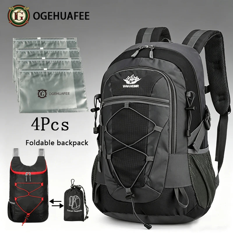 Outdoor Hiking Backpack, Unisex Multi-purpose Bag, Lightweight Travel Hiking Luggage Storage Pack, Compatible with Stabilizing Trekking Poles