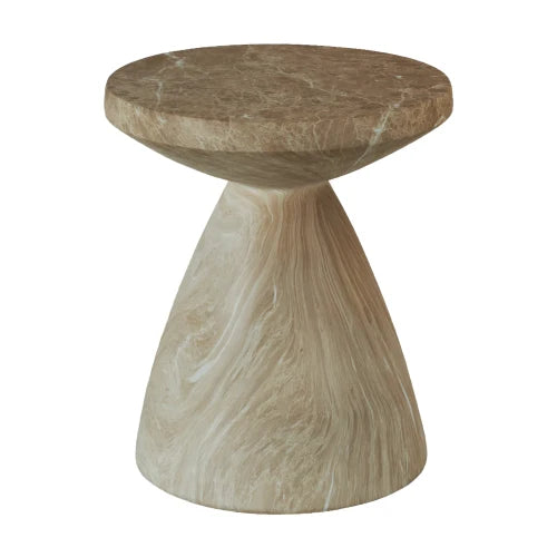 Cement Patio End Table Faux Terrazzo Modern Round Side Table