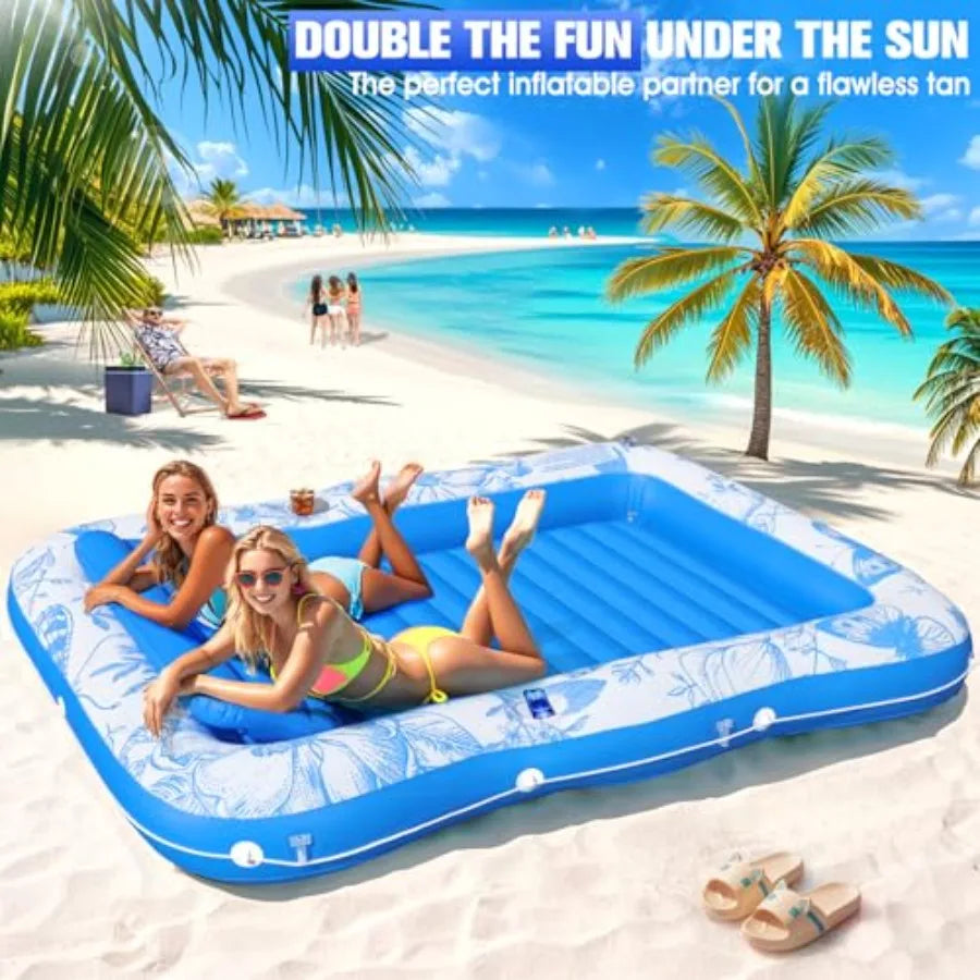 Inflatable Pool Lounger With Canopy for Adults Sunbathing