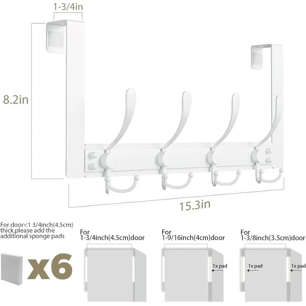 Over-the-Door Towel Rack, 25lb Capacity, Metal Finish