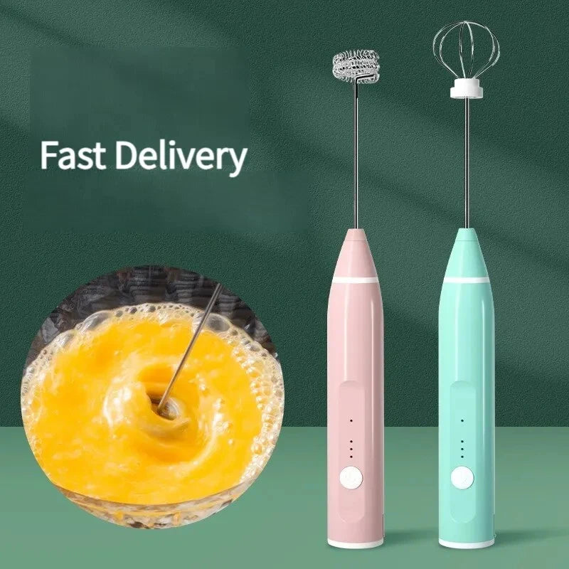 Portable USB Rechargeable Milk Frother Handheld Coffee Blender