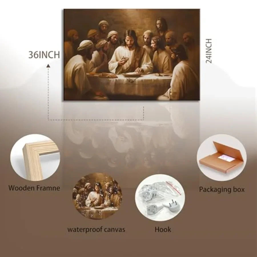 Framed Jesus Canvas Wall Art For Dining Room And Bedroom