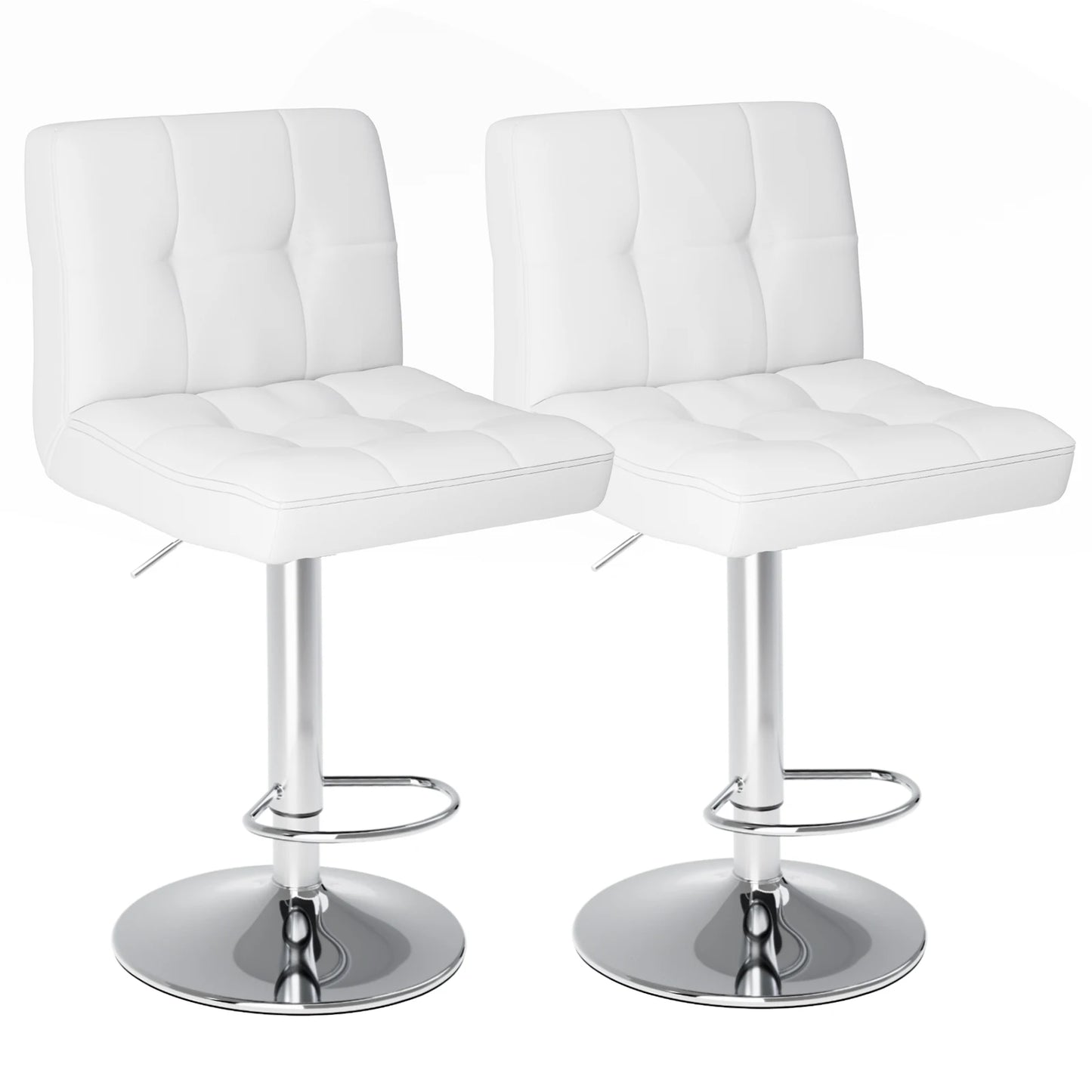 JHK PU Leather Bar Stools Set Of 2 Upholstered With Backrest