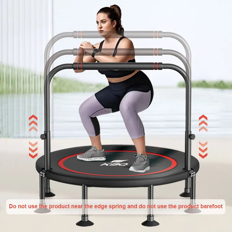 Foldable Indoor Outdoor Fitness Trampoline With Adjustable Handles 661lbs