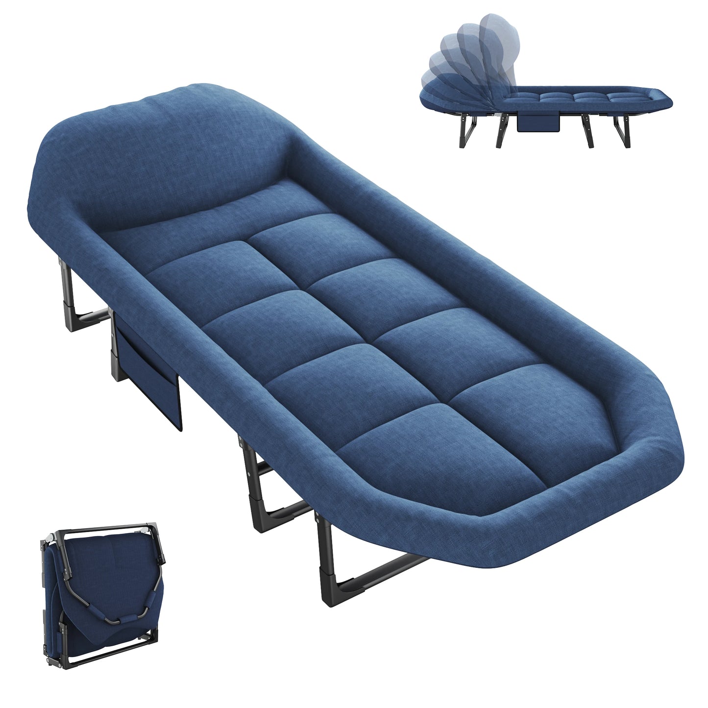 Adjustable Camping Bed with Mattress Lightweight Cot with Carry Bag 6 Angle Foldable Bed for Outdoor Supports 450 lbs
