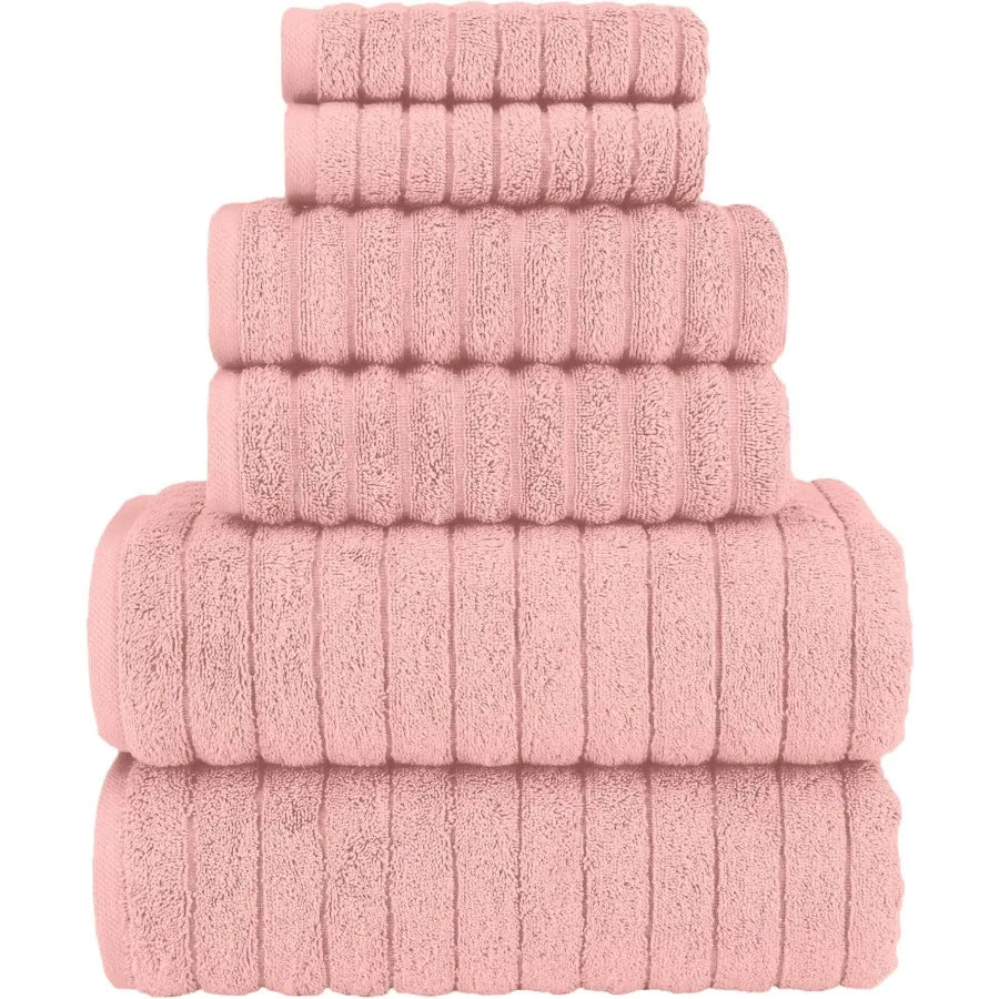 Turkish Cotton Corduroy Bath Towels Set Premium Absorbent Quick Dry
