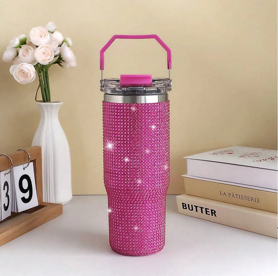 Diamond Finish Double Wall Vacuum Insulated Tumbler With Lid