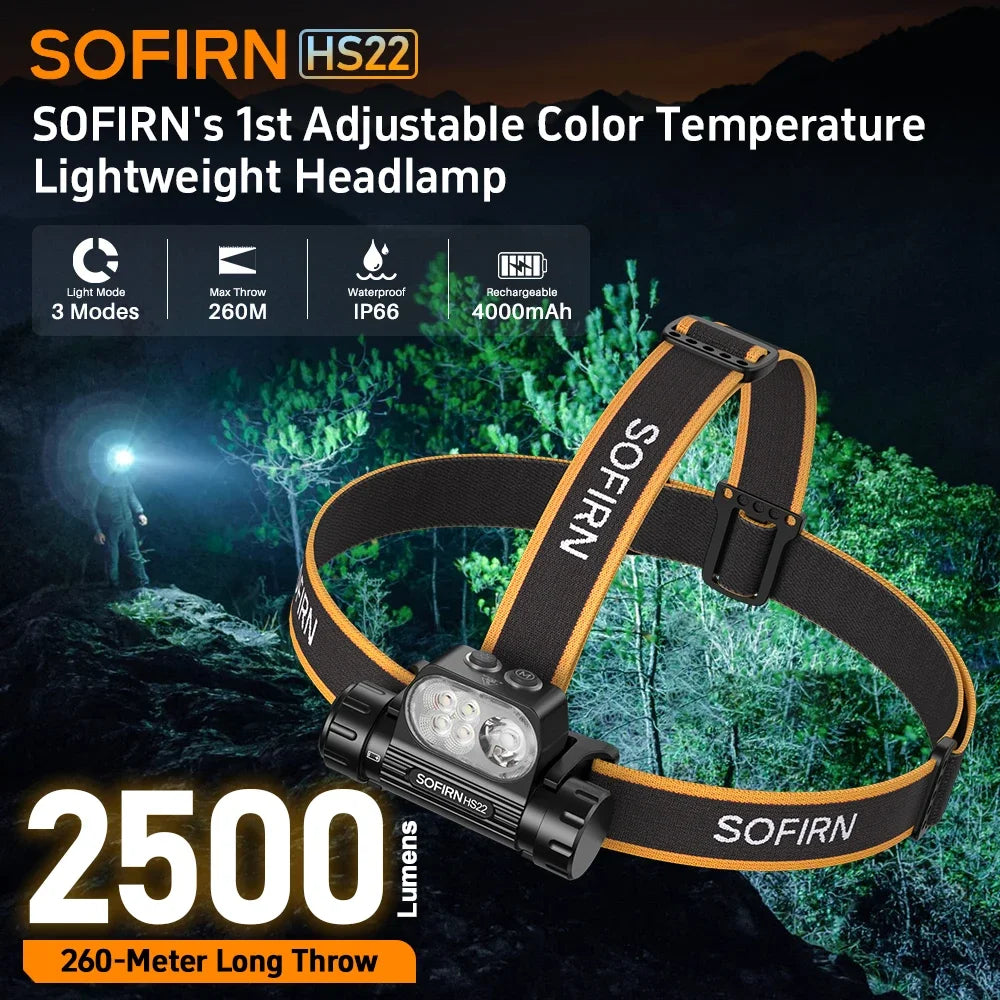 Sofirn HS22 Headlamp 2500lm Adjustable 2700-6000K Color Temperature