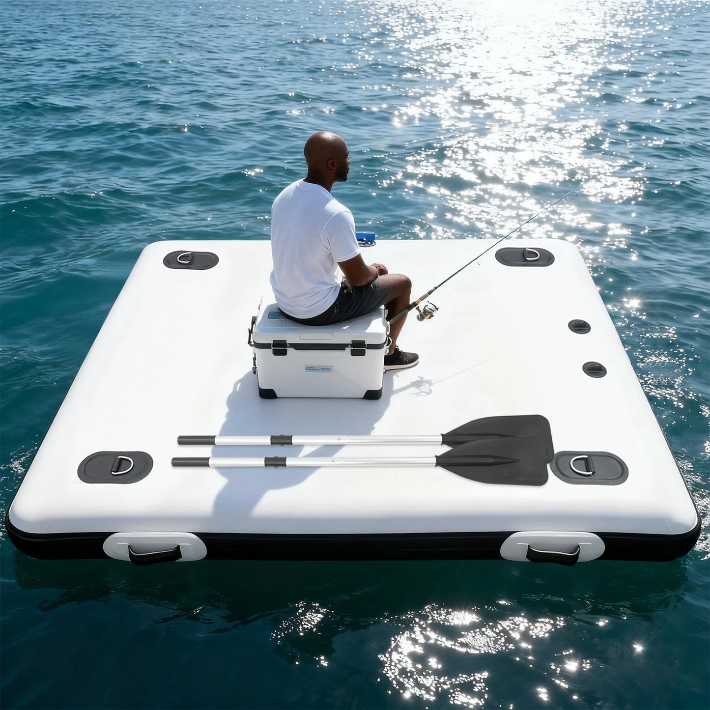 Portable Inflatable Boat and Floating Platform for Lake and Pool