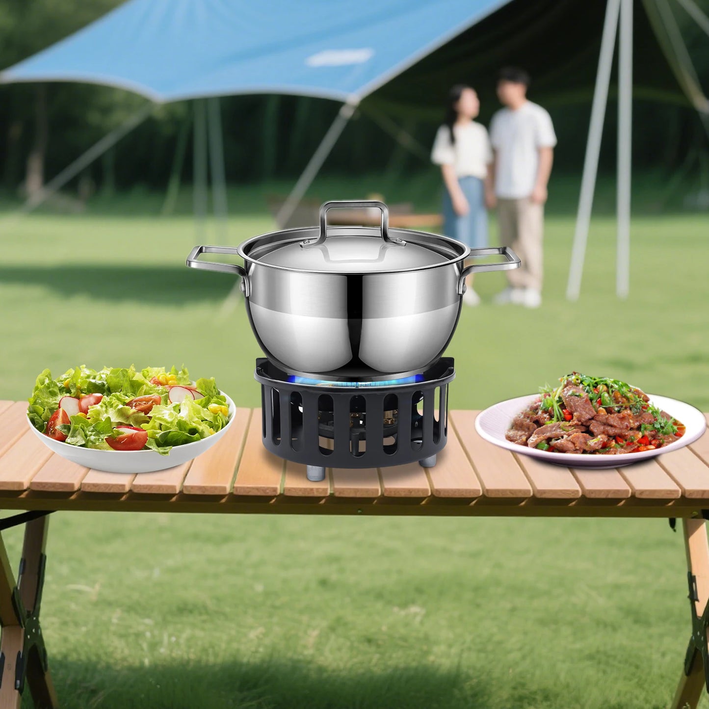 Portable Camping Stove 72000BTU Windproof Gas Burner With 3 Adapters