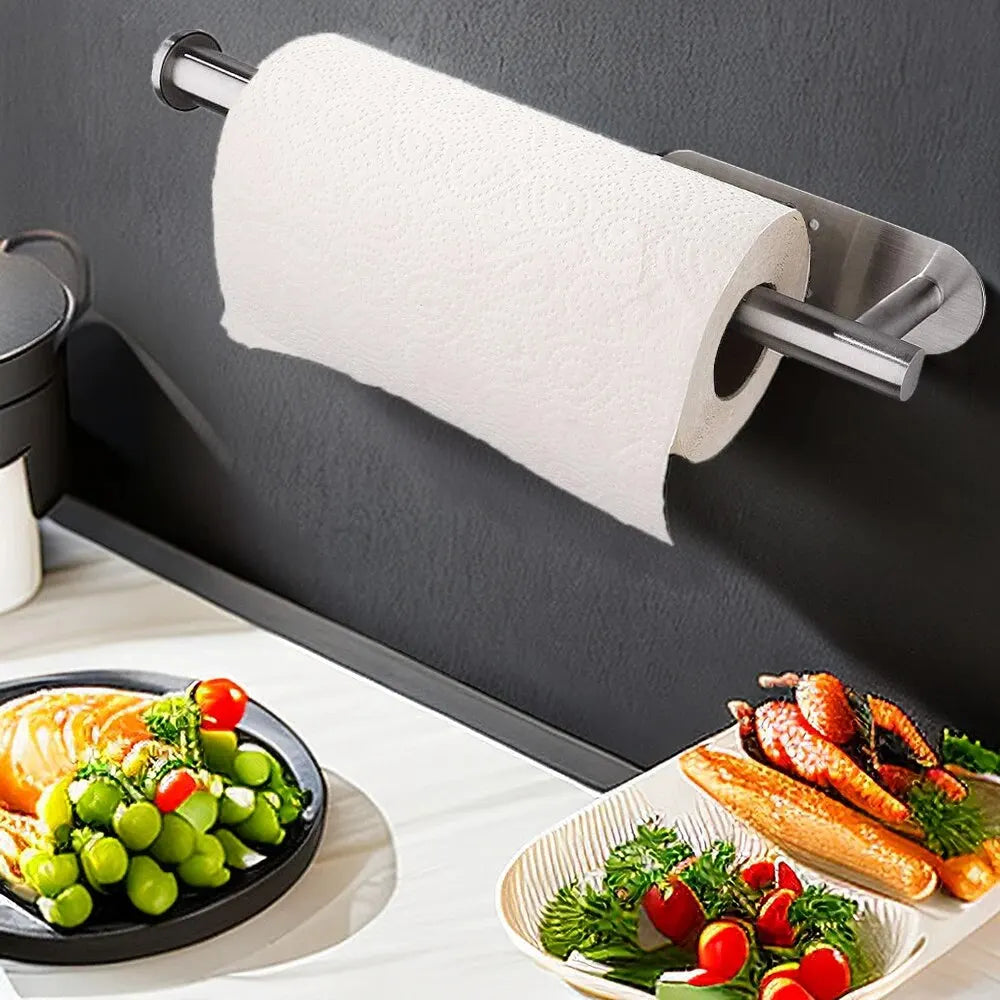 Stainless Steel Paper Roll Holder Adhesive Wall Mount Dispenser