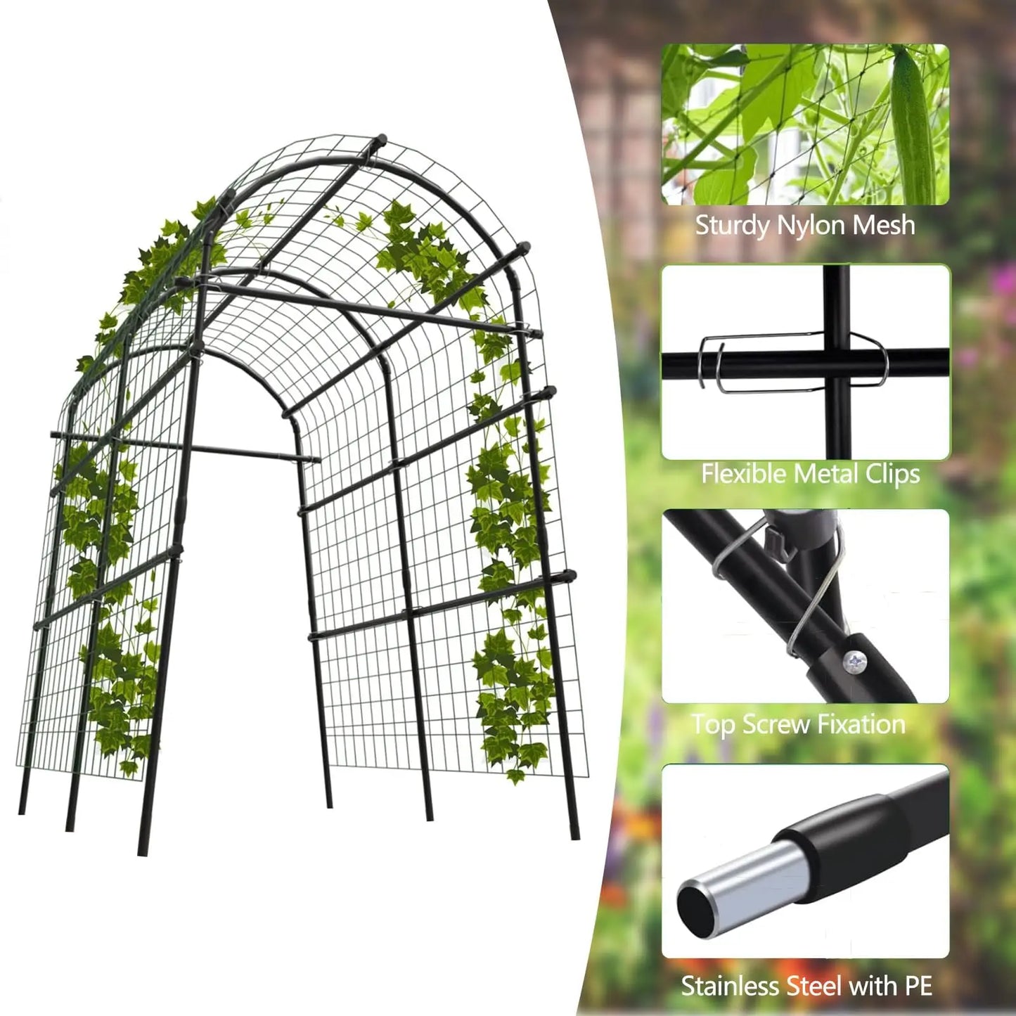 Metal Garden Arch Trellis For Climbing Plants In Raised Beds