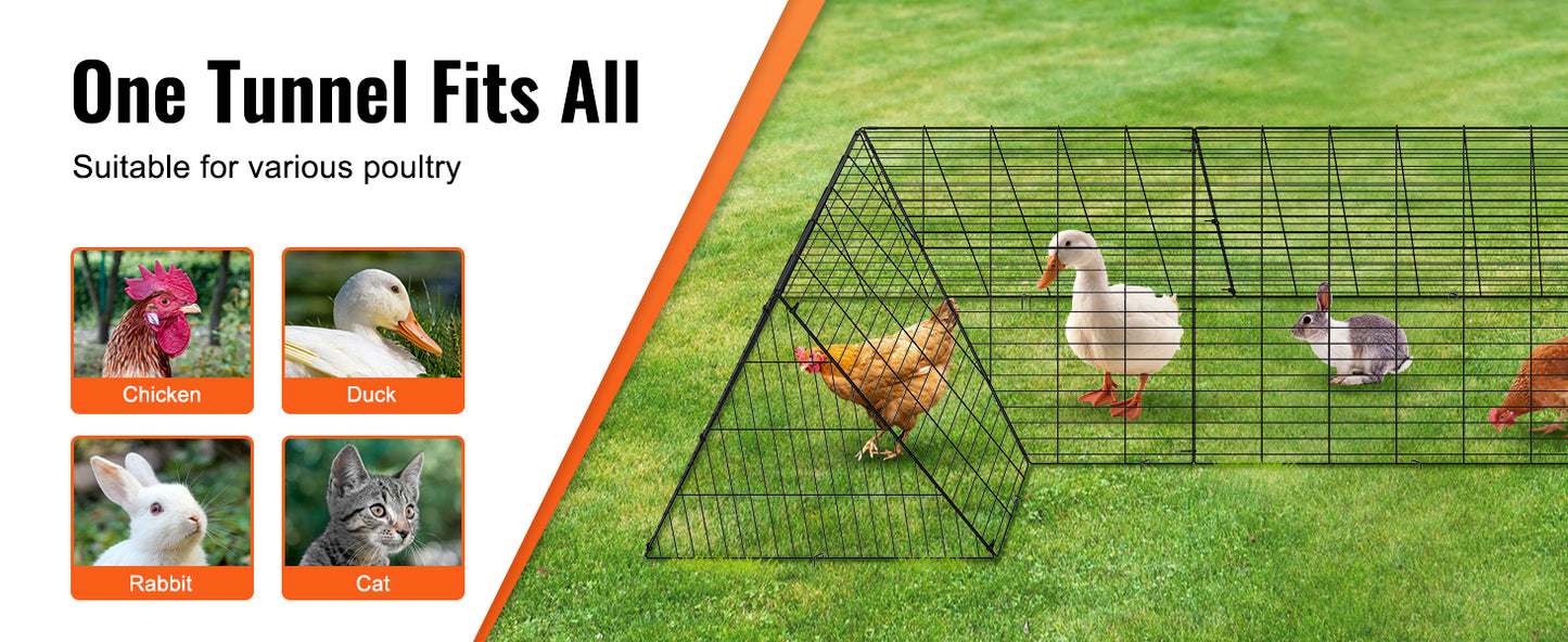 Chicken Tunnels 157.5 x 39.4 x 24.2 in for Yard Portable Chicken, rabbit, bunny, goose, duck, pet,for Outside Corner Frames
